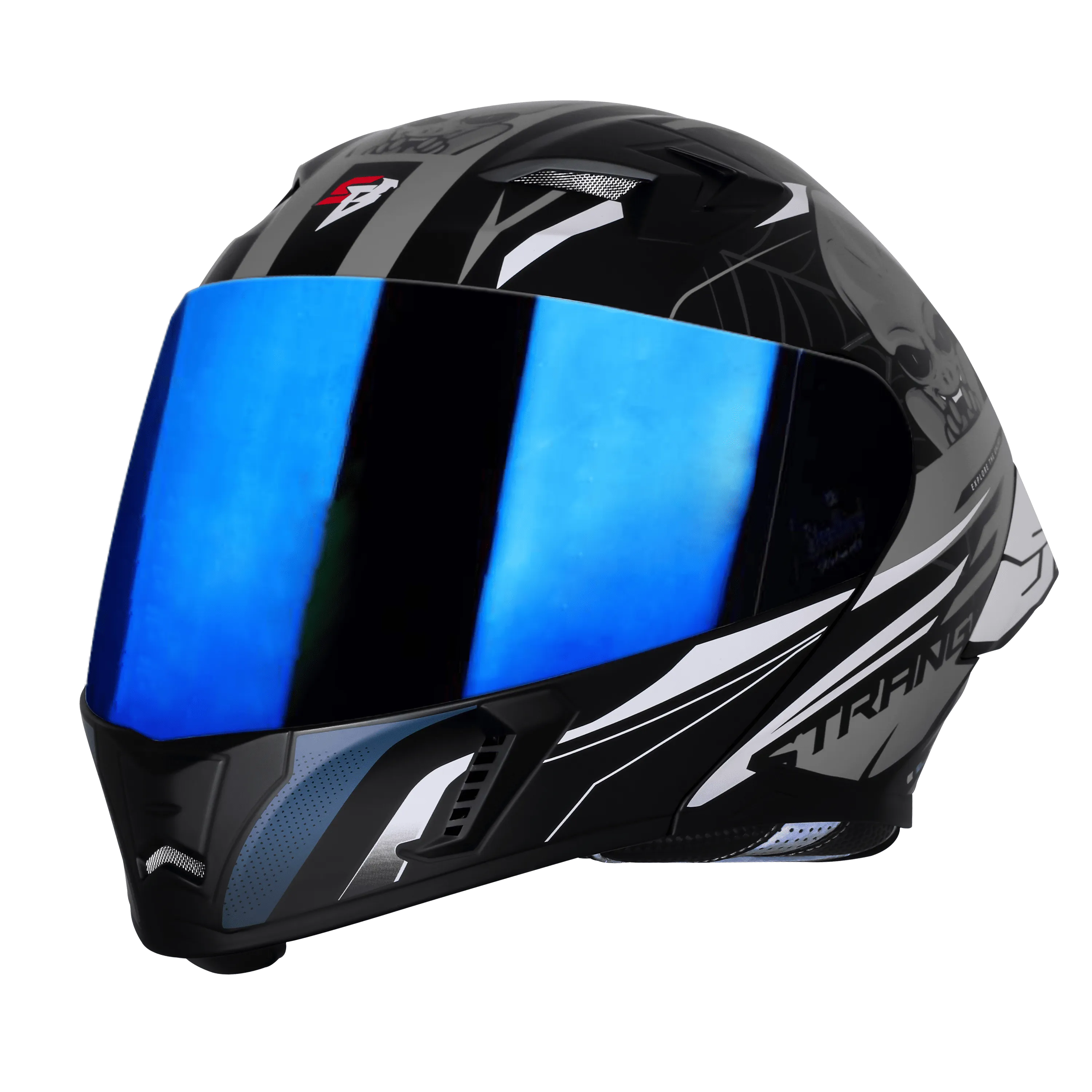 Steelbird Sba 20 Strange Matt Black Gray Flip Up Helmet