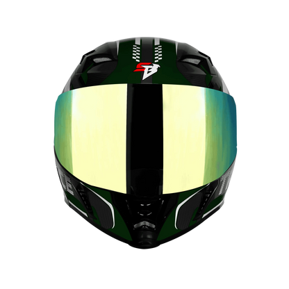 Steelbird Sba 20 Trace Black Batte Green Flip Up Helmet