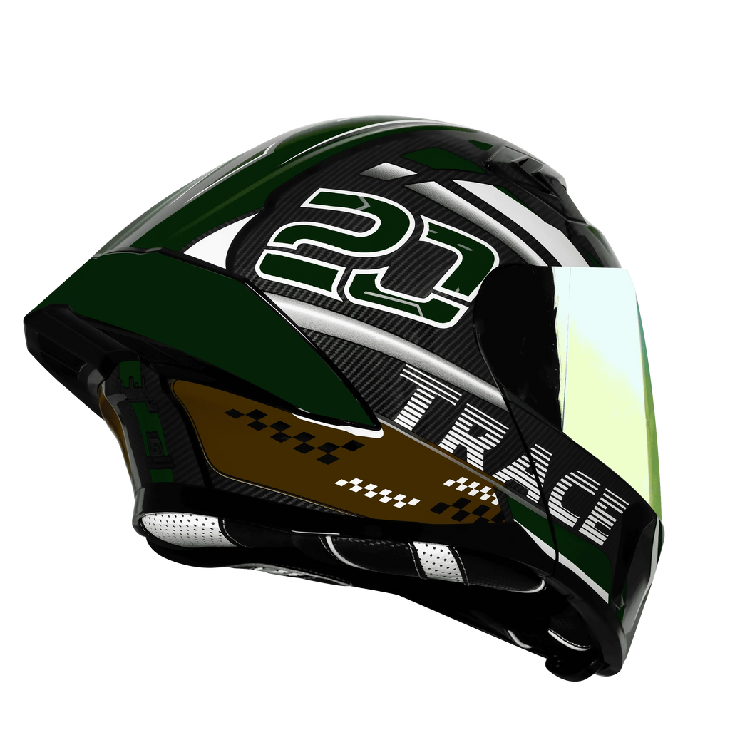 Steelbird Sba 20 Trace Black Batte Green Flip Up Helmet