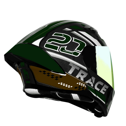 Steelbird Sba 20 Trace Black Batte Green Flip Up Helmet