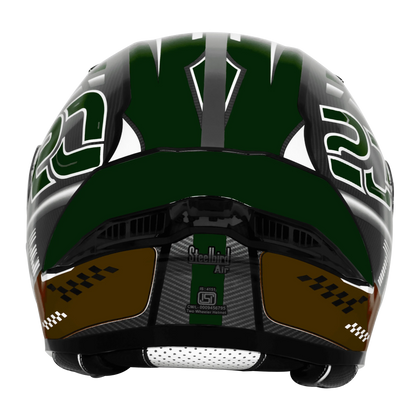 Steelbird Sba 20 Trace Black Batte Green Flip Up Helmet