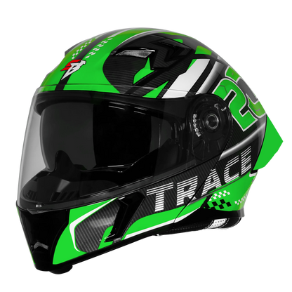 Steelbird Sba 20 Trace Black Green Flip Up Helmet