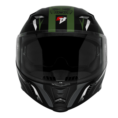 Steelbird Sba Strange Black Green Flip Up Helmet