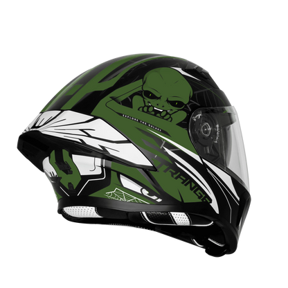 Steelbird Sba Strange Black Green Flip Up Helmet