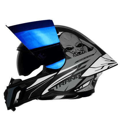 Steelbird Sba Strange Black Grey Flip Up Helmet
