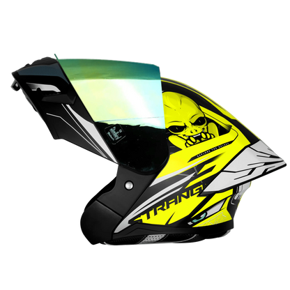 Steelbird Sba Strange Black Neon Flip Up Helmet