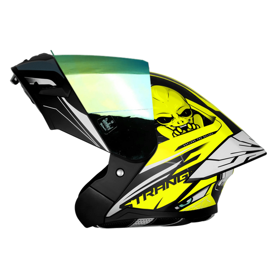 Steelbird Sba Strange Black Neon Flip Up Helmet