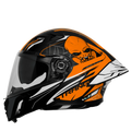 Steelbird Sba Strange Black Orange Flip Up Helmet