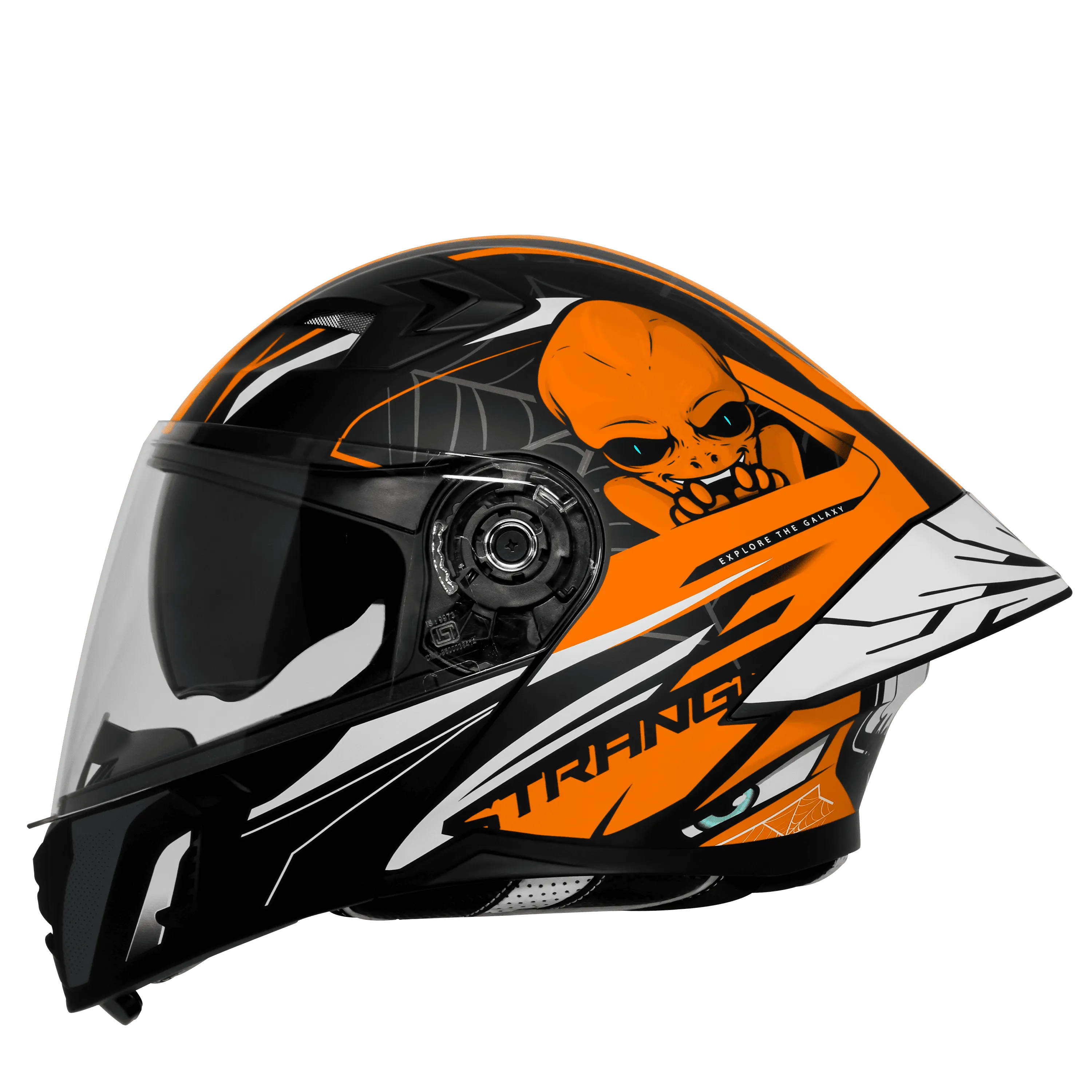 Steelbird Sba Strange Black Orange Flip Up Helmet