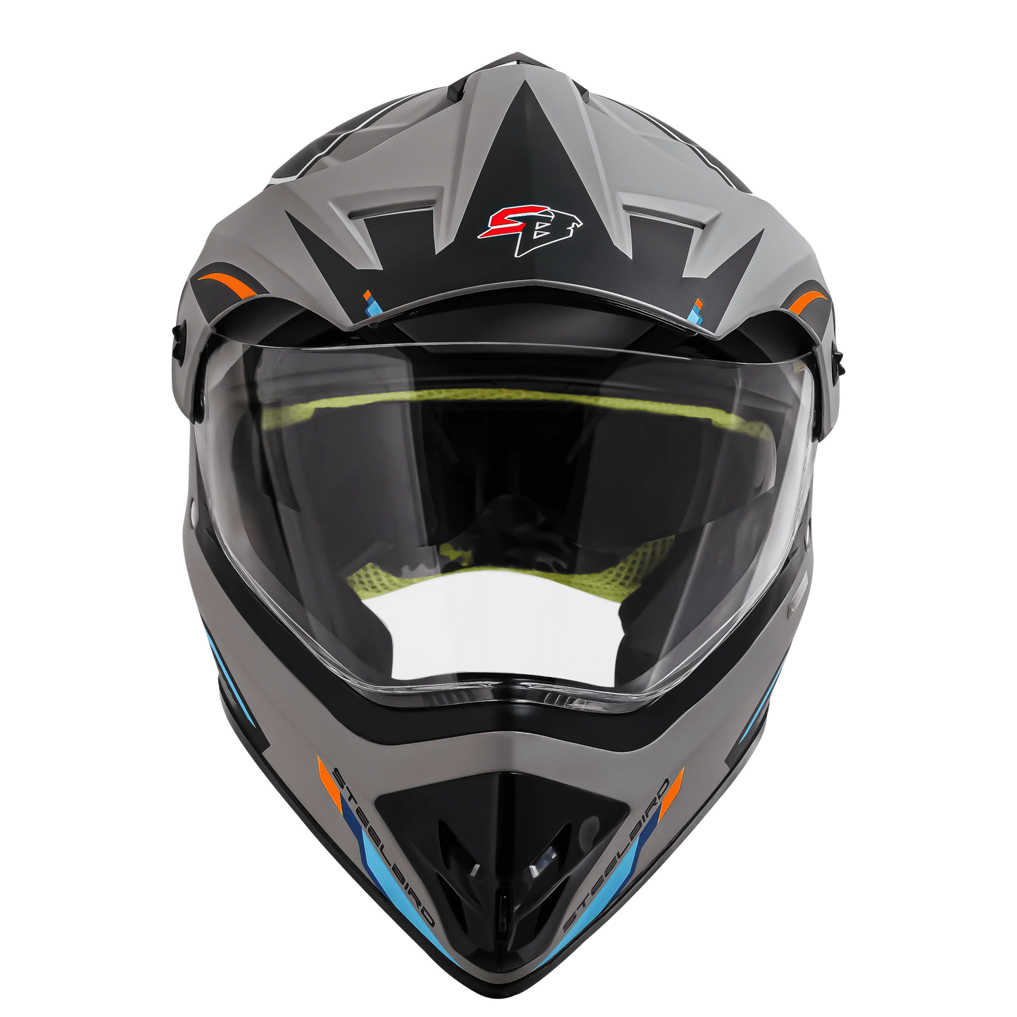 Steelbird Sbh-13 Racer Titanium Grey Orange Off Road Helmet