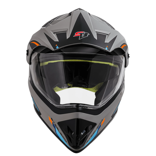 Steelbird Sbh-13 Racer Titanium Grey Orange Off Road Helmet