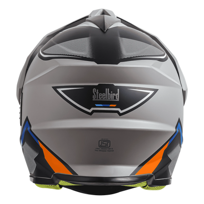 Steelbird Sbh-13 Racer Titanium Grey Orange Off Road Helmet