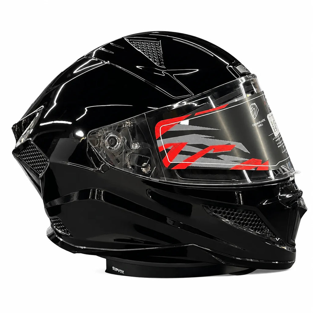 STEELBIRD SBH-25 SHARP GLOSSY BLACK DUAL VISOR FULLFACE  HELMET