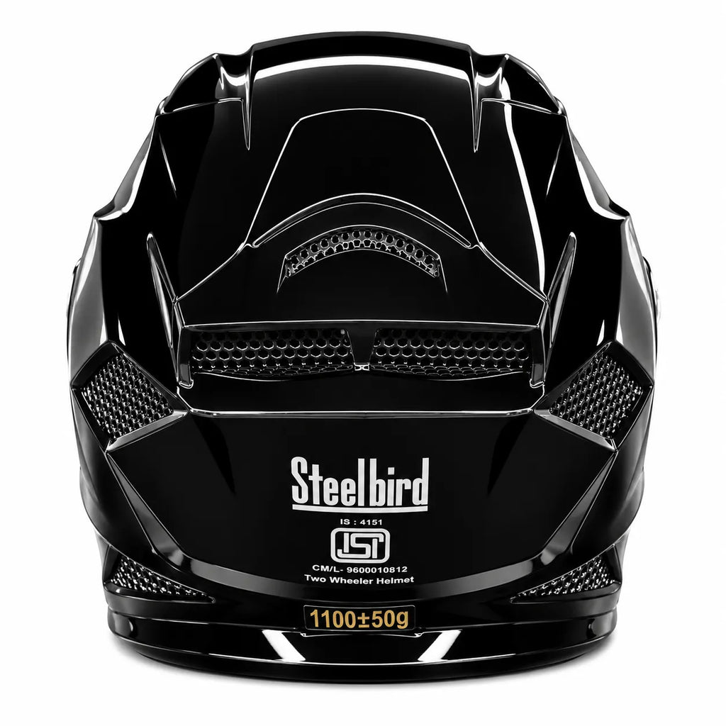 STEELBIRD SBH-25 SHARP GLOSSY BLACK DUAL VISOR FULLFACE  HELMET
