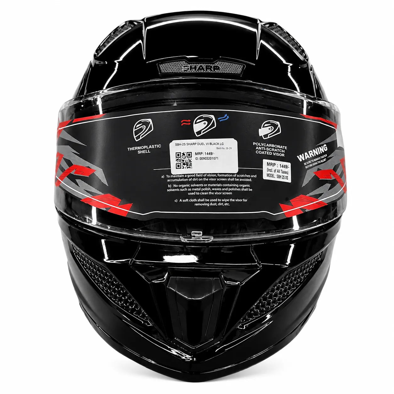 STEELBIRD SBH-25 SHARP GLOSSY BLACK DUAL VISOR FULLFACE  HELMET