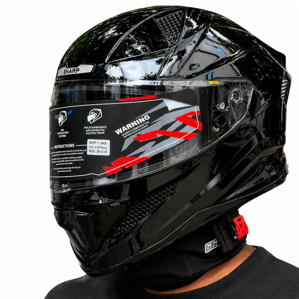 STEELBIRD SBH-25 SHARP GLOSSY BLACK DUAL VISOR FULLFACE  HELMET