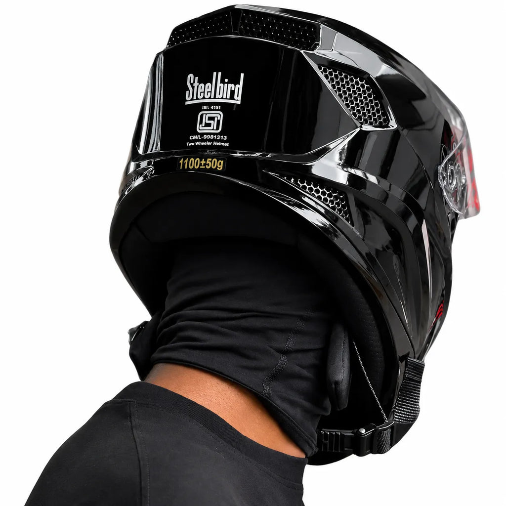 STEELBIRD SBH-25 SHARP GLOSSY BLACK DUAL VISOR FULLFACE  HELMET