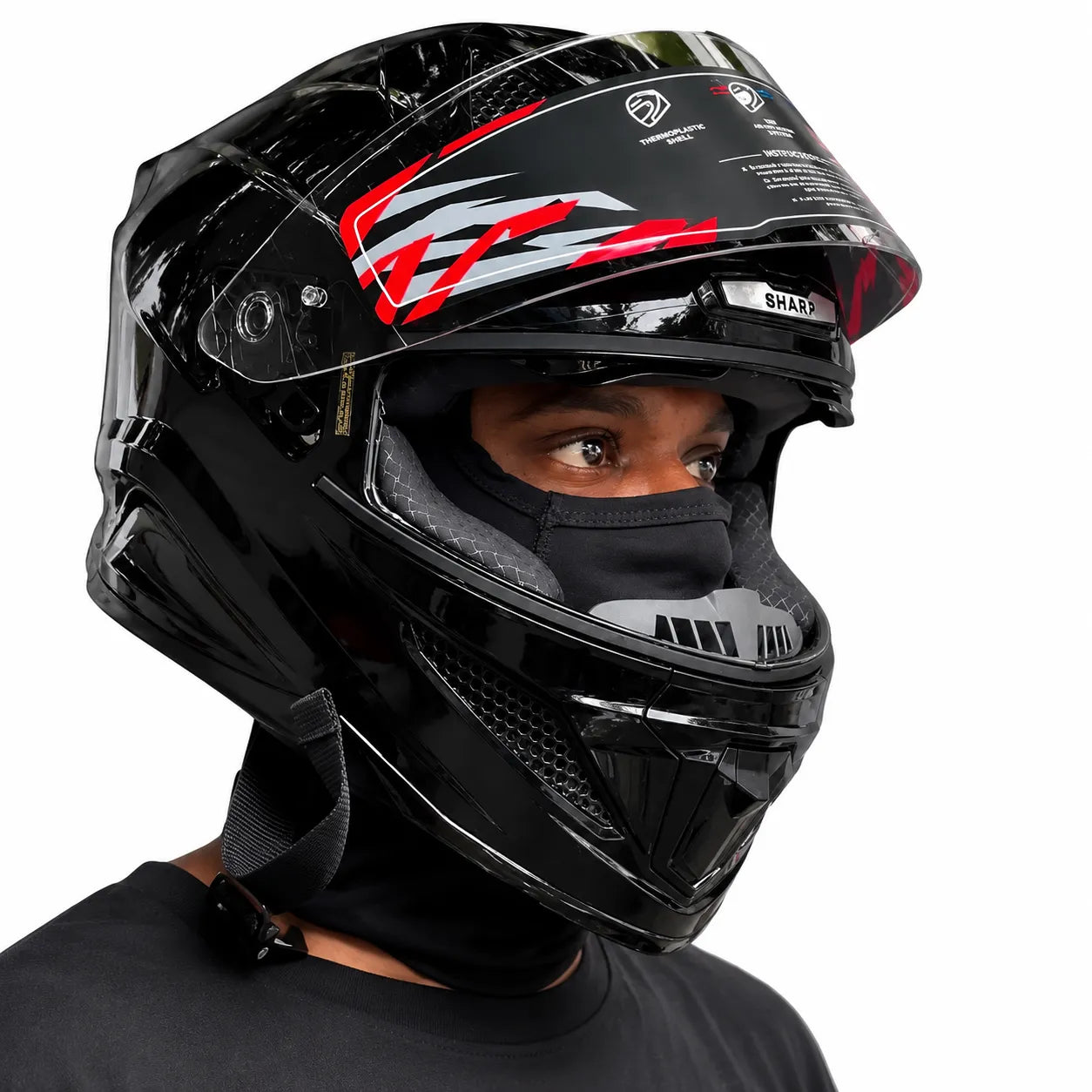 STEELBIRD SBH-25 SHARP GLOSSY BLACK DUAL VISOR FULLFACE  HELMET