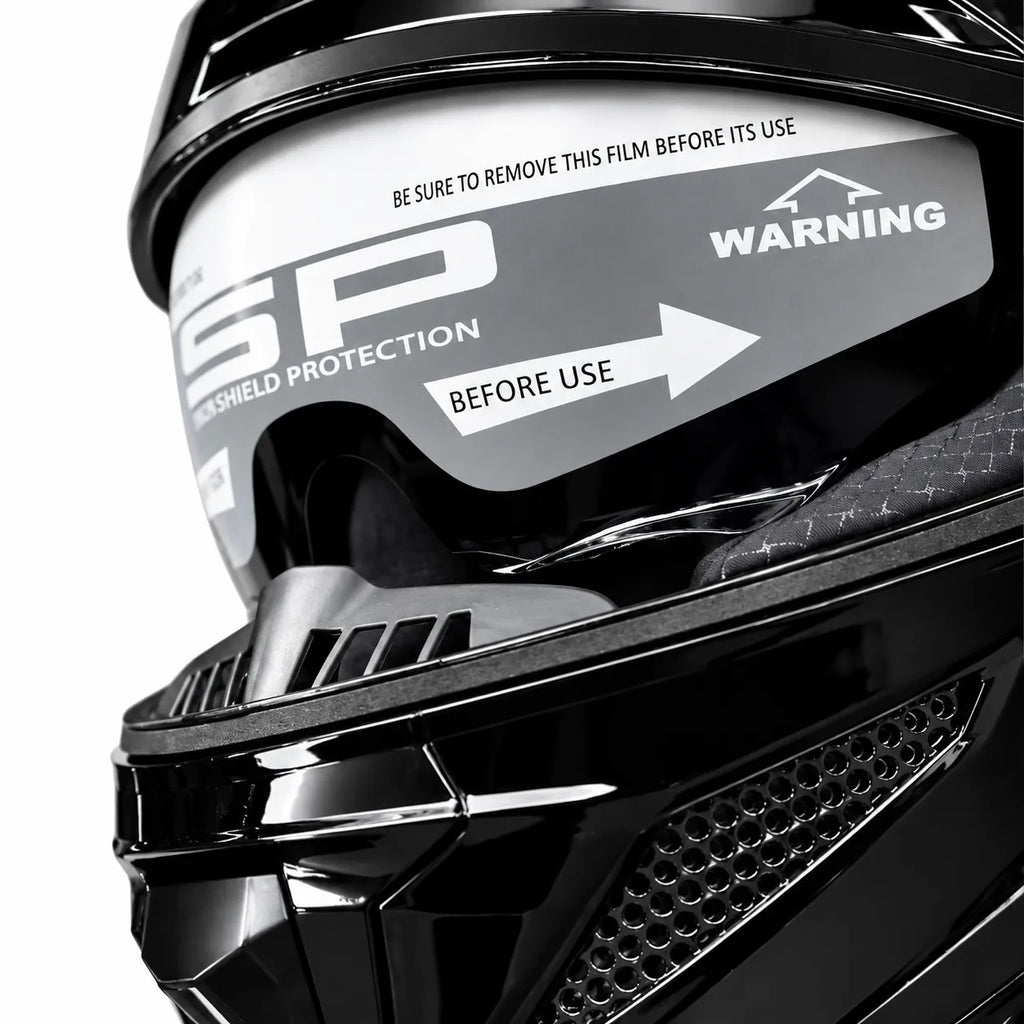 STEELBIRD SBH-25 SHARP GLOSSY BLACK DUAL VISOR FULLFACE  HELMET