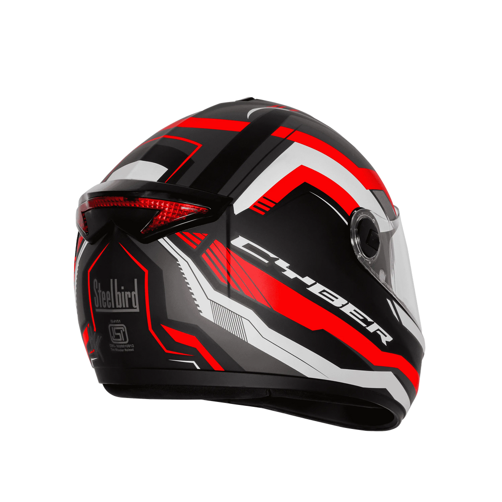 Steelbird Sbh-34 Rf Cyber Black Red Full Face Helmet