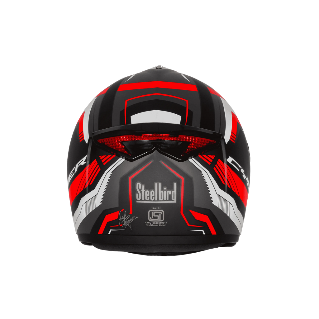 Steelbird Sbh-34 Rf Cyber Black Red Full Face Helmet