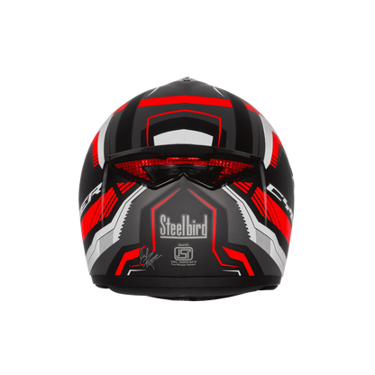 Steelbird Sbh-34 Rf Cyber Black Red Full Face Helmet