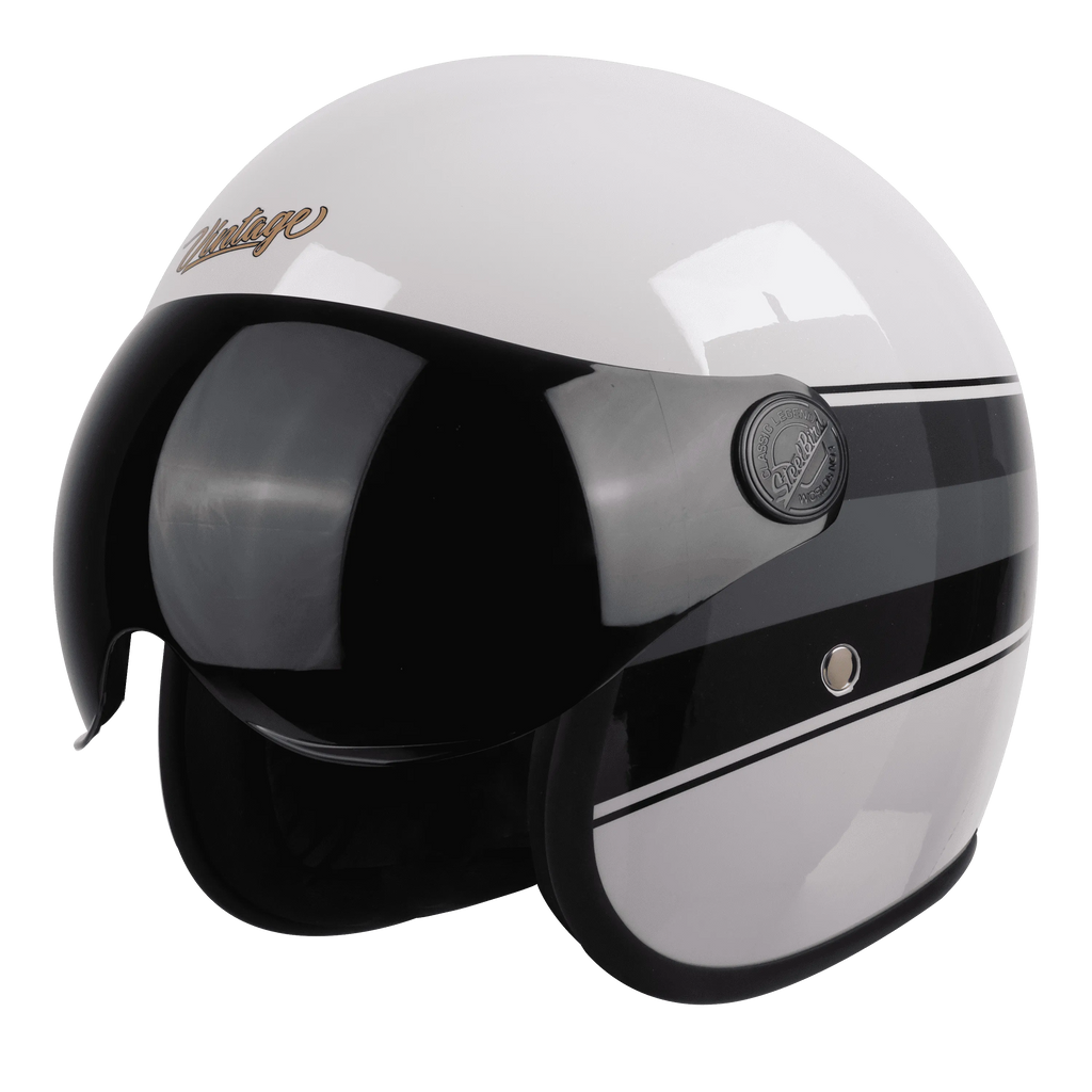 Steelbird  SBH-54 VINTAGE GLOSSY WHITE WITH BLACK