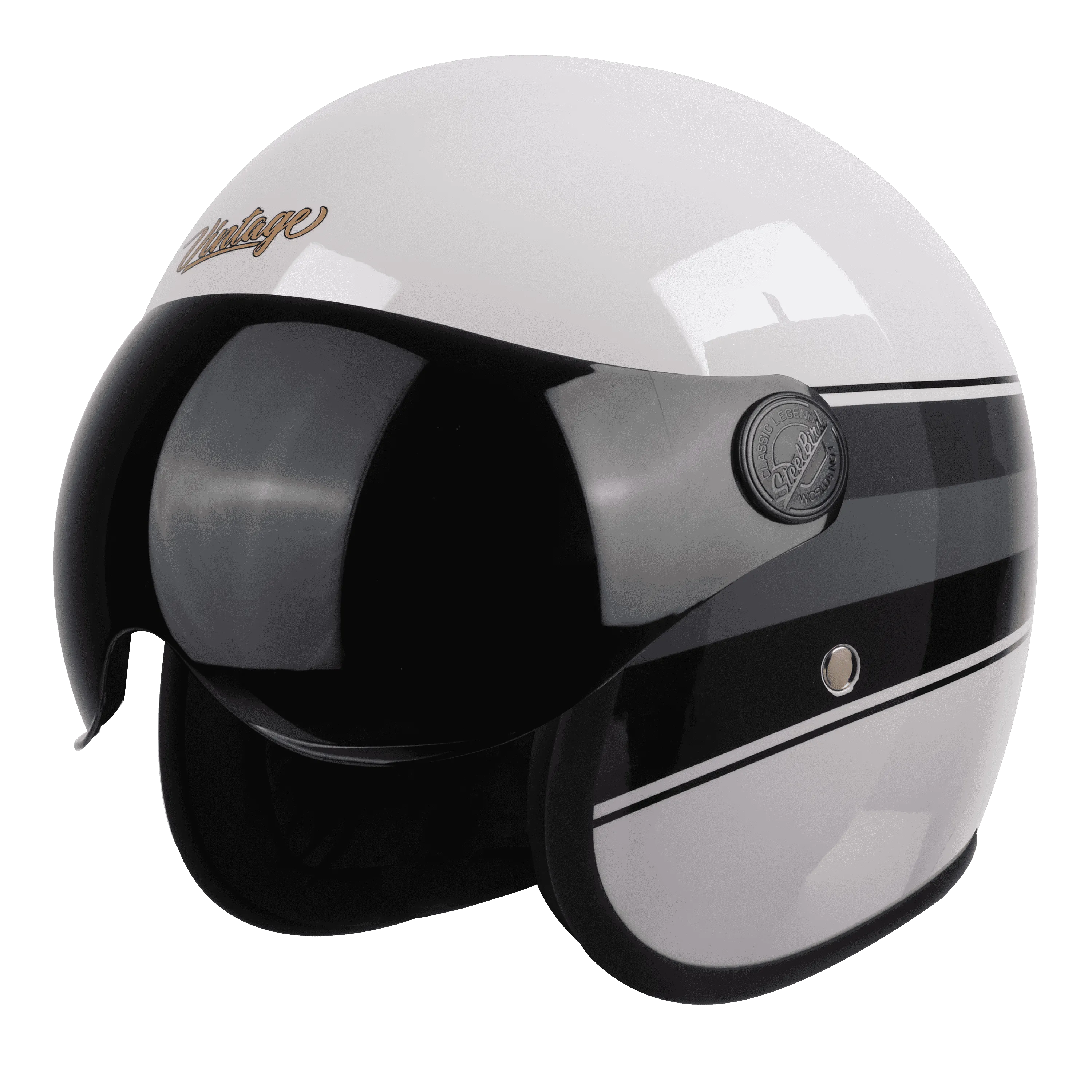 Steelbird  SBH-54 VINTAGE GLOSSY WHITE WITH BLACK
