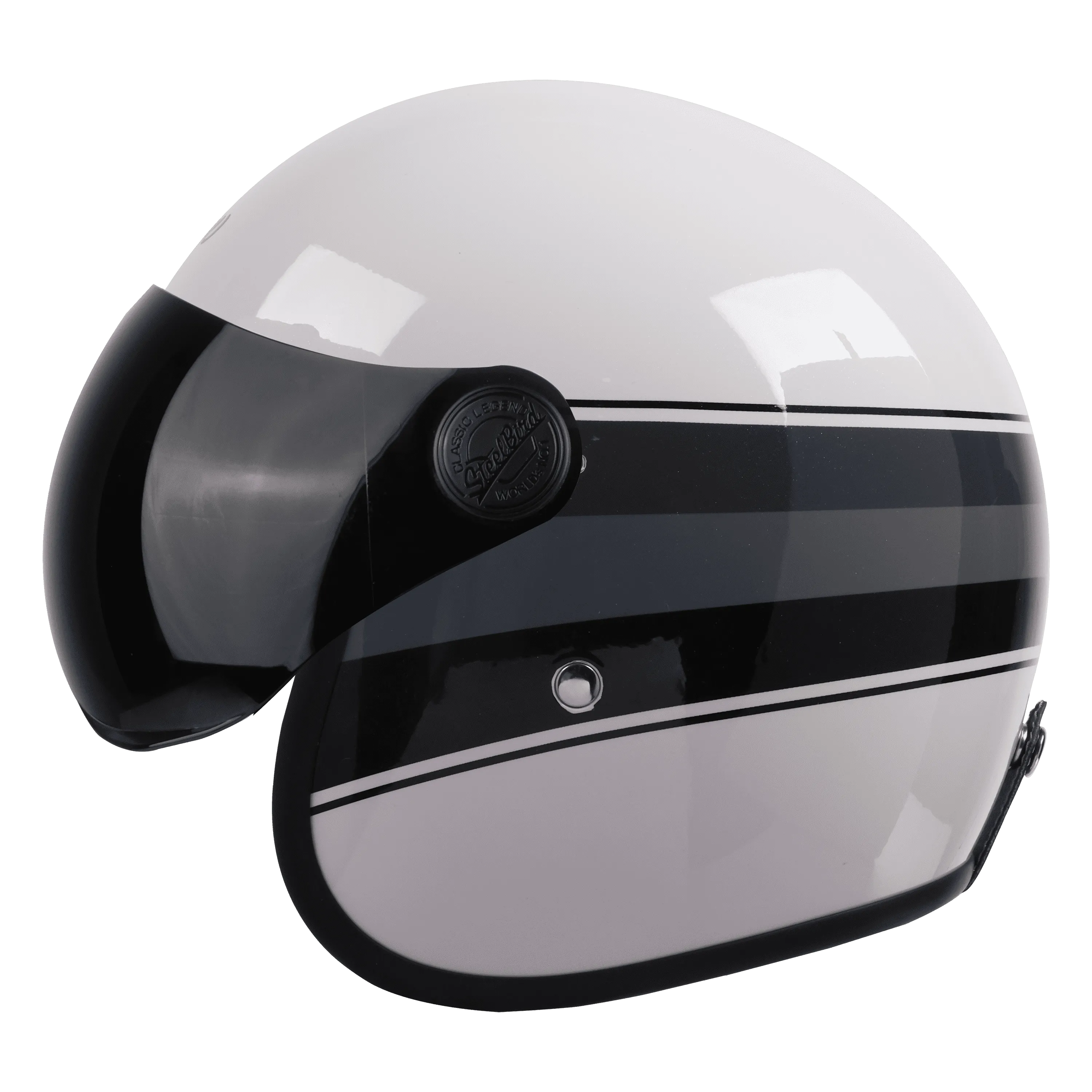 Steelbird  SBH-54 VINTAGE GLOSSY WHITE WITH BLACK