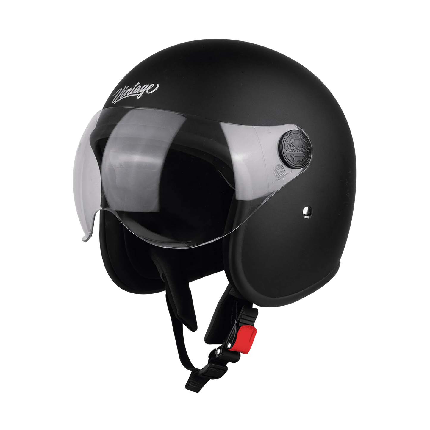 Steelbird Sbh-54 Vintage Matt Black Half face Helemt