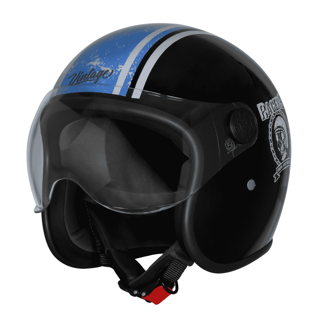 Steelbird  SBH-54 VINTAGE RACERS GLOSSY BLACK WITH DARK BLUE