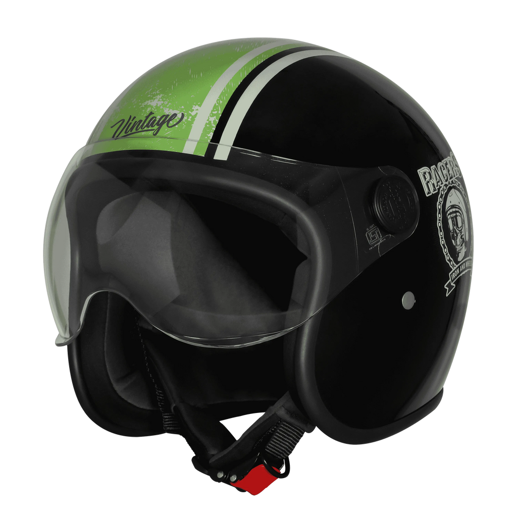 Steelbird  SBH-54 VINTAGE RACERS GLOSSY BLACK WITH DARK GREEN