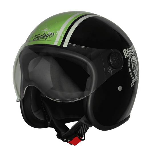 Steelbird  SBH-54 VINTAGE RACERS GLOSSY BLACK WITH DARK GREEN