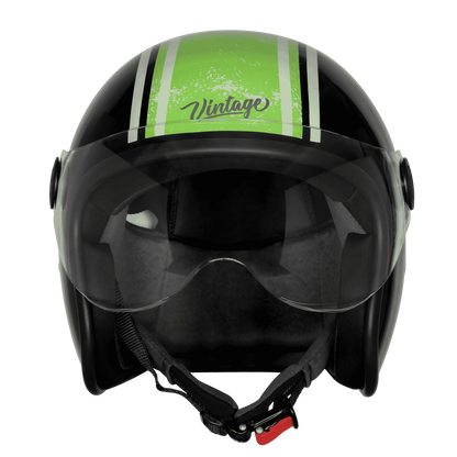 Steelbird  SBH-54 VINTAGE RACERS GLOSSY BLACK WITH DARK GREEN