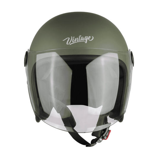Steelbird Sbh-56 Vintage Matt Battle Green Half Face Helmet