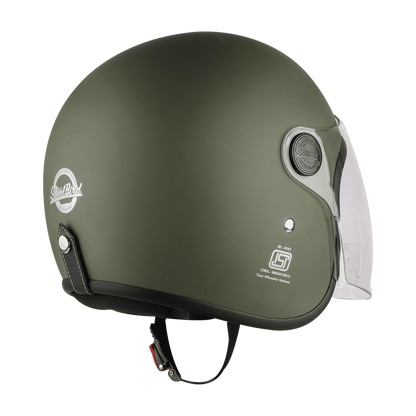 Steelbird Sbh-56 Vintage Matt Battle Green Half Face Helmet