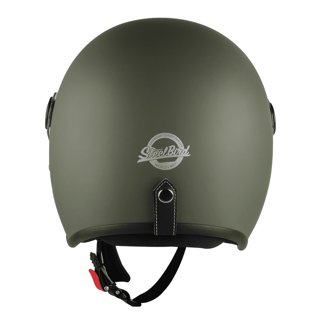 Steelbird Sbh-56 Vintage Matt Battle Green Half Face Helmet