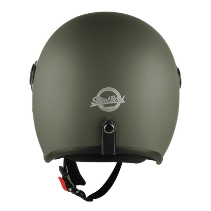 Steelbird Sbh-56 Vintage Matt Battle Green Half Face Helmet