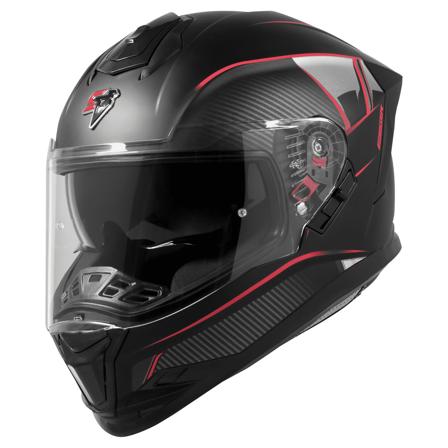 Steelbird Sbh-57 Fighter F1 Matt Black Red  Full Face Helmet