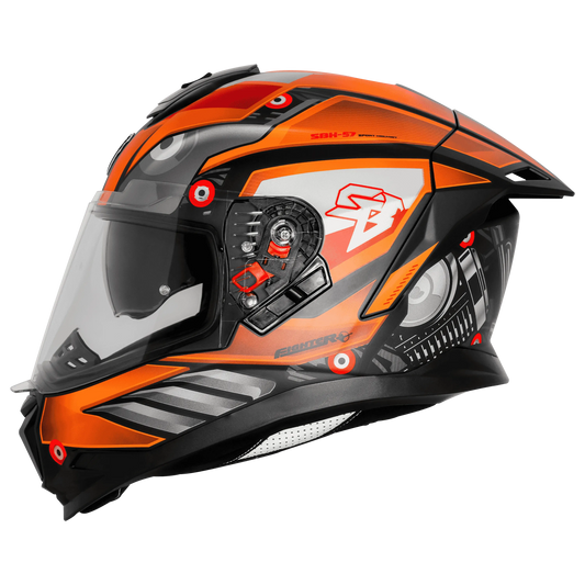 Steelbird Sbh-57 Fighter F8 Black Orange Full Face Helmet