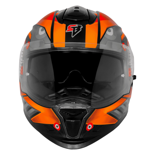 Steelbird Sbh-57 Fighter F8 Black Orange Full Face Helmet