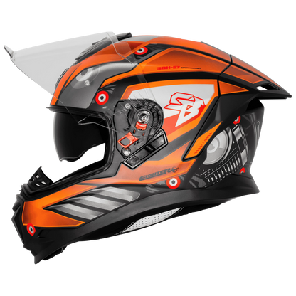 Steelbird Sbh-57 Fighter F8 Black Orange Full Face Helmet