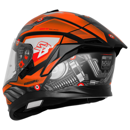 Steelbird Sbh-57 Fighter F8 Black Orange Full Face Helmet
