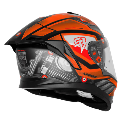 Steelbird Sbh-57 Fighter F8 Black Orange Full Face Helmet