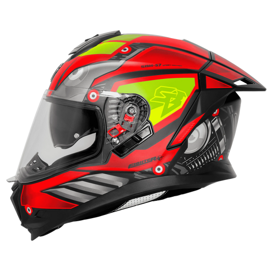 Steelbird Sbh-57 Fighter F8 Black Red Full face Helmet