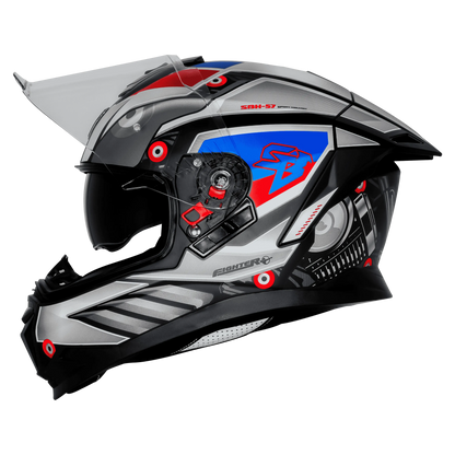 Steelbird Sbh-57 Fighter F8 Black White Full Face Helmet