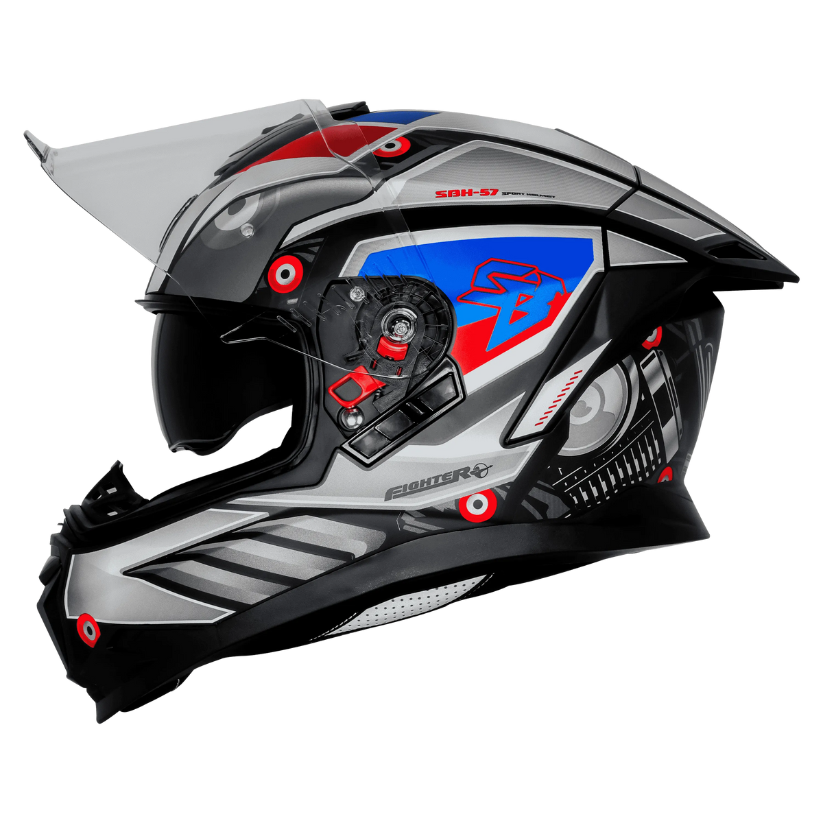 Steelbird Sbh 57 Fighter F8 Black White Full Face Helmet