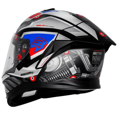 Steelbird Sbh-57 Fighter F8 Black White Full Face Helmet
