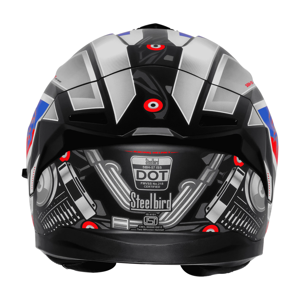 Steelbird Sbh 57 Fighter F8 Black White Full Face Helmet