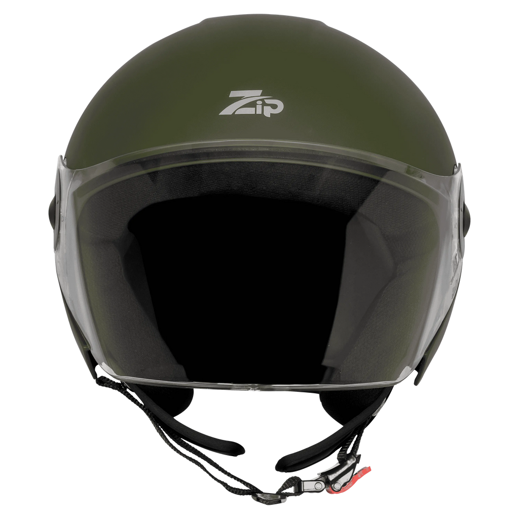 Steelbird Sbh-64 Zip Black Battle Green Half Face Helmet